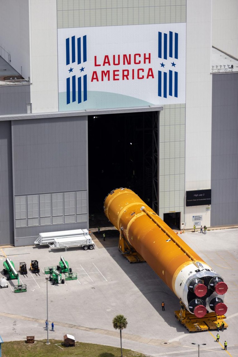Huntsville managed Moon Rocket Arrives At Kennedy Space Center 
